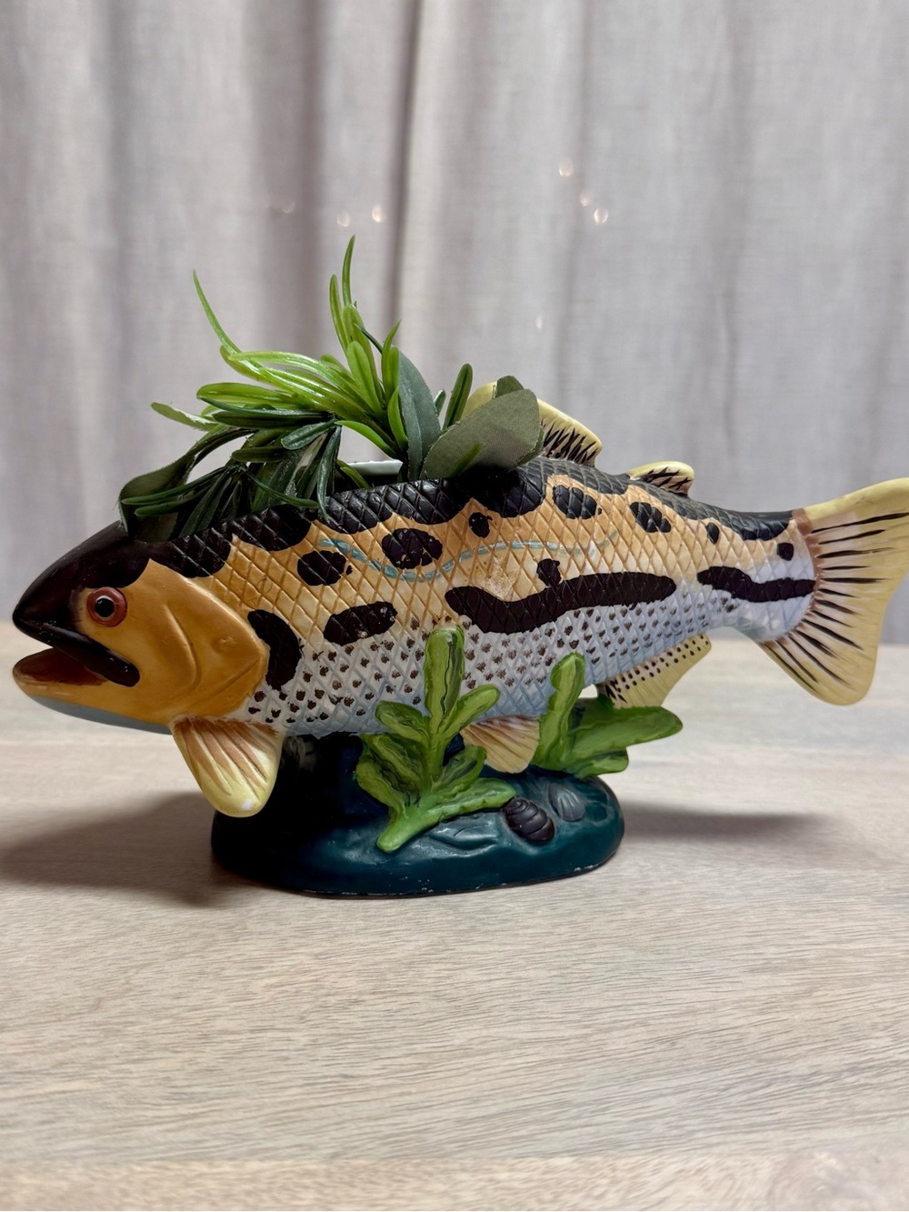 Vintage Trout Planter Home Decor Fish Lake House